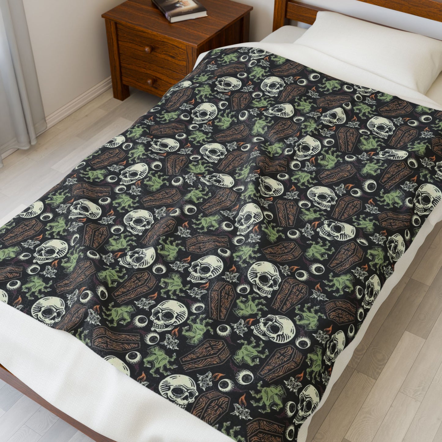 Gothic Skull Velveteen Plush Blanket