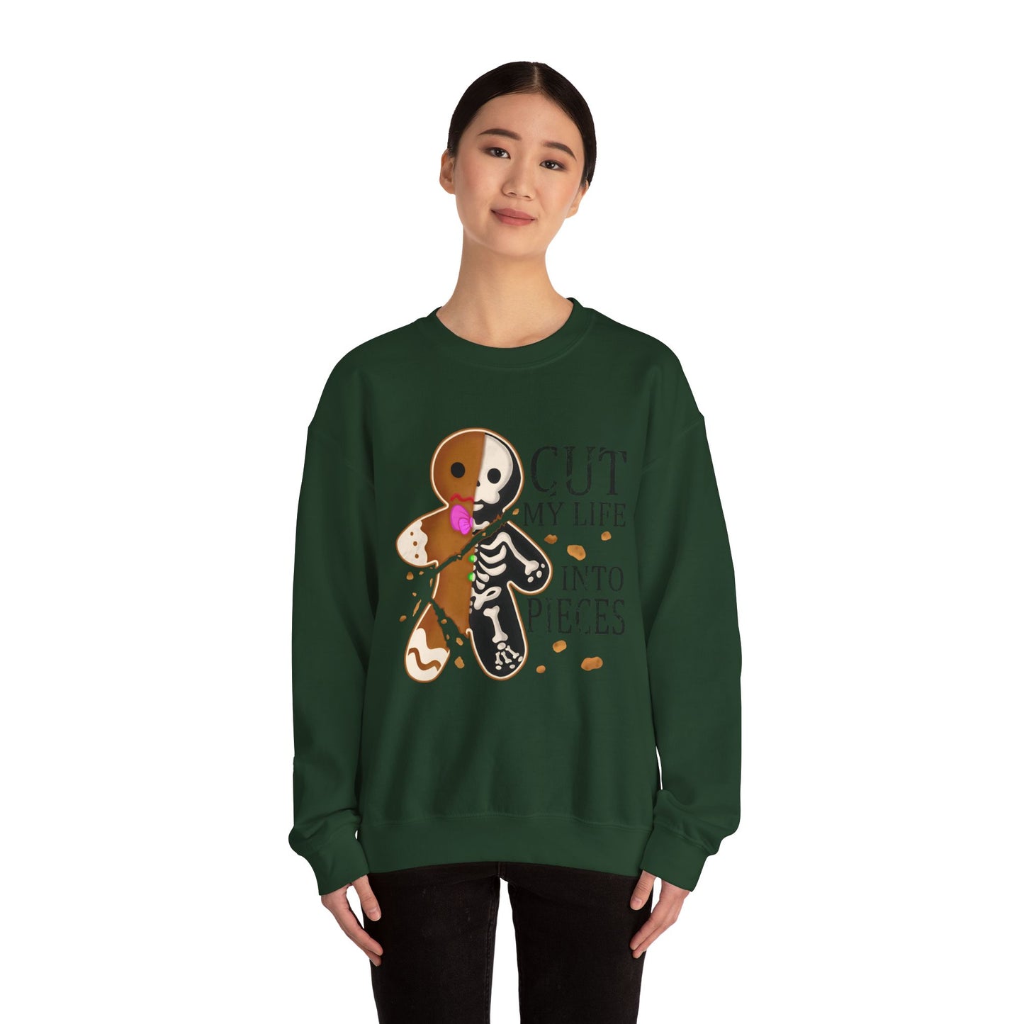 Gingerbread Skeleton 'Cut My Life Into Pieces' Sweatshirt