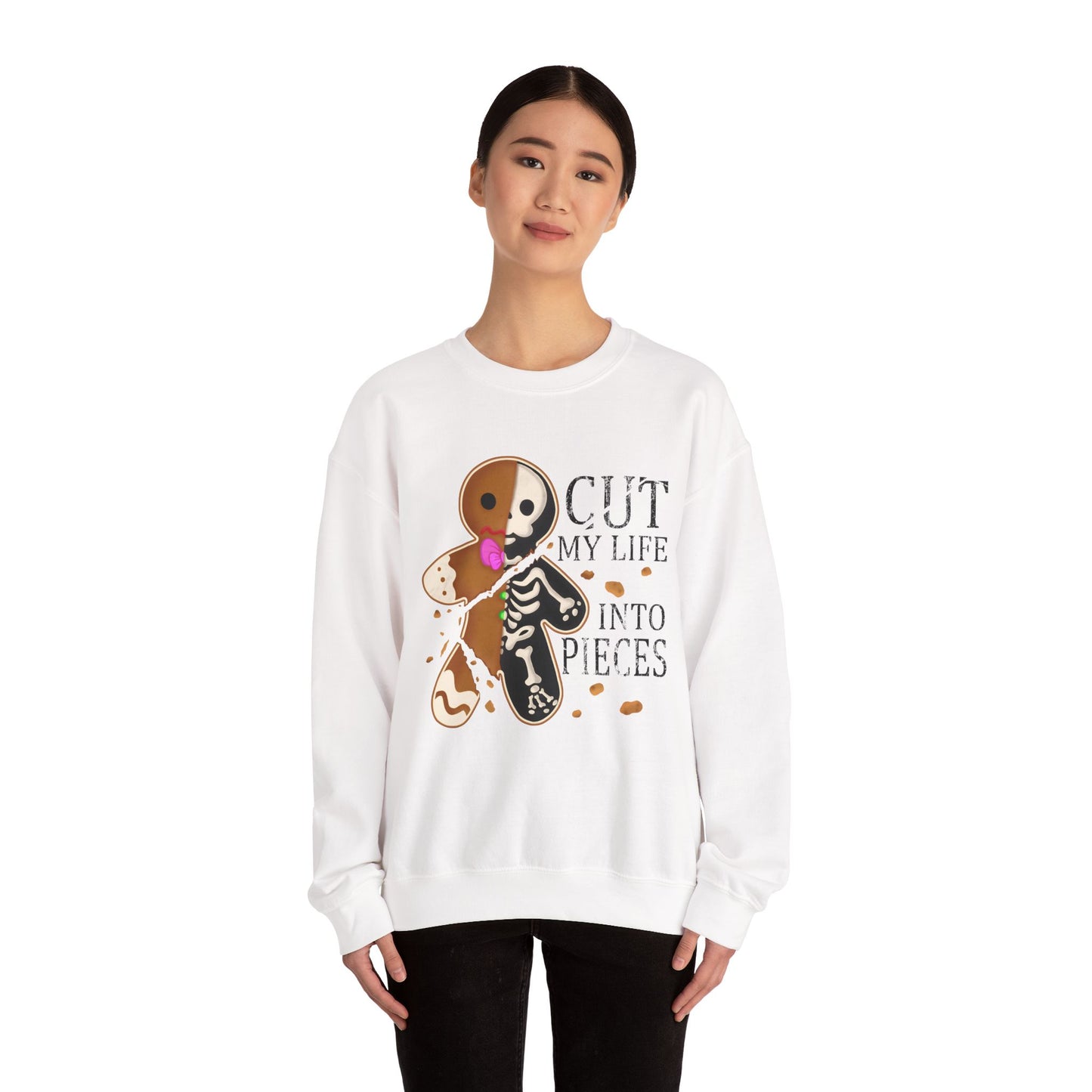 Gingerbread Skeleton 'Cut My Life Into Pieces' Sweatshirt